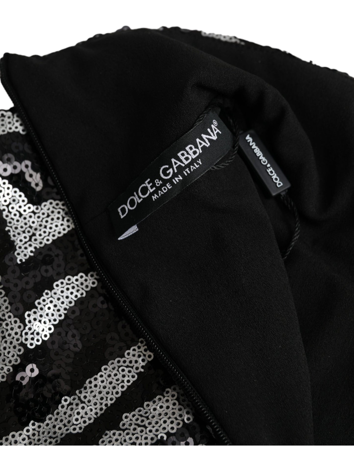 Dolce & Gabbana Black Silver Sequined Polyester Sweater