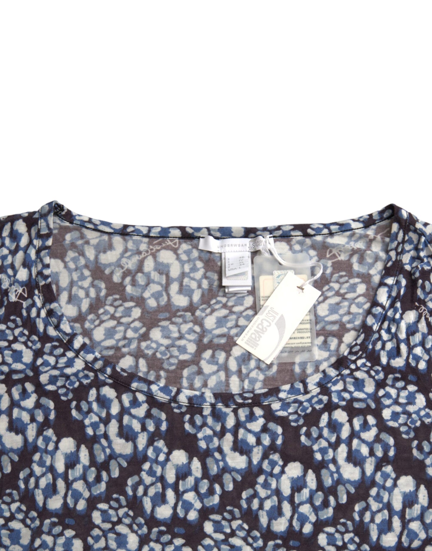 Just Cavalli Blue Floral Lace Long Sleeves Top Underwear Blouse