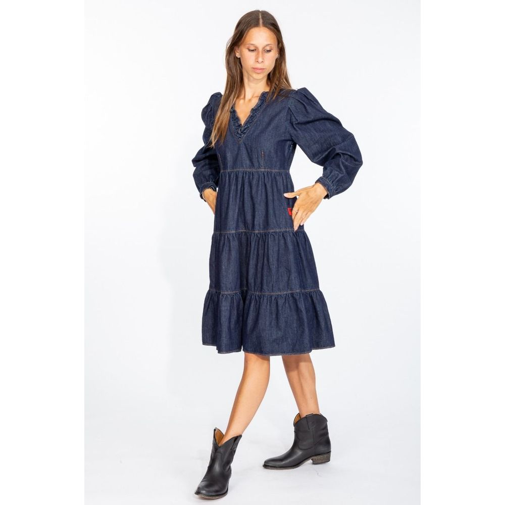 Love Moschino Elegant Dark Blue Denim Flare Dress