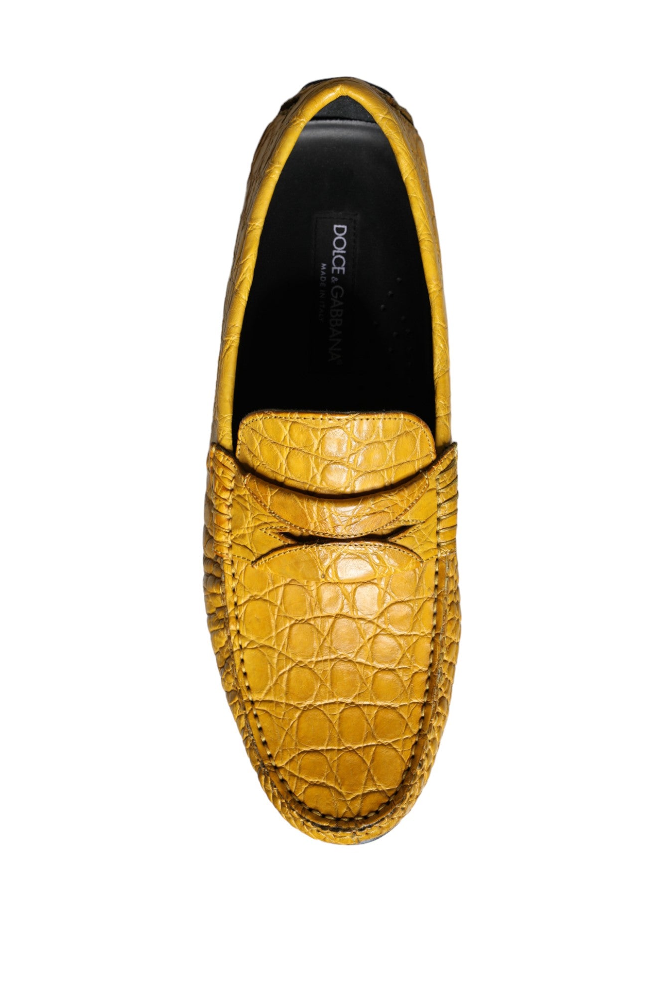 Dolce & Gabbana Yellow Leather Slip Mocassin Loafers Shoes