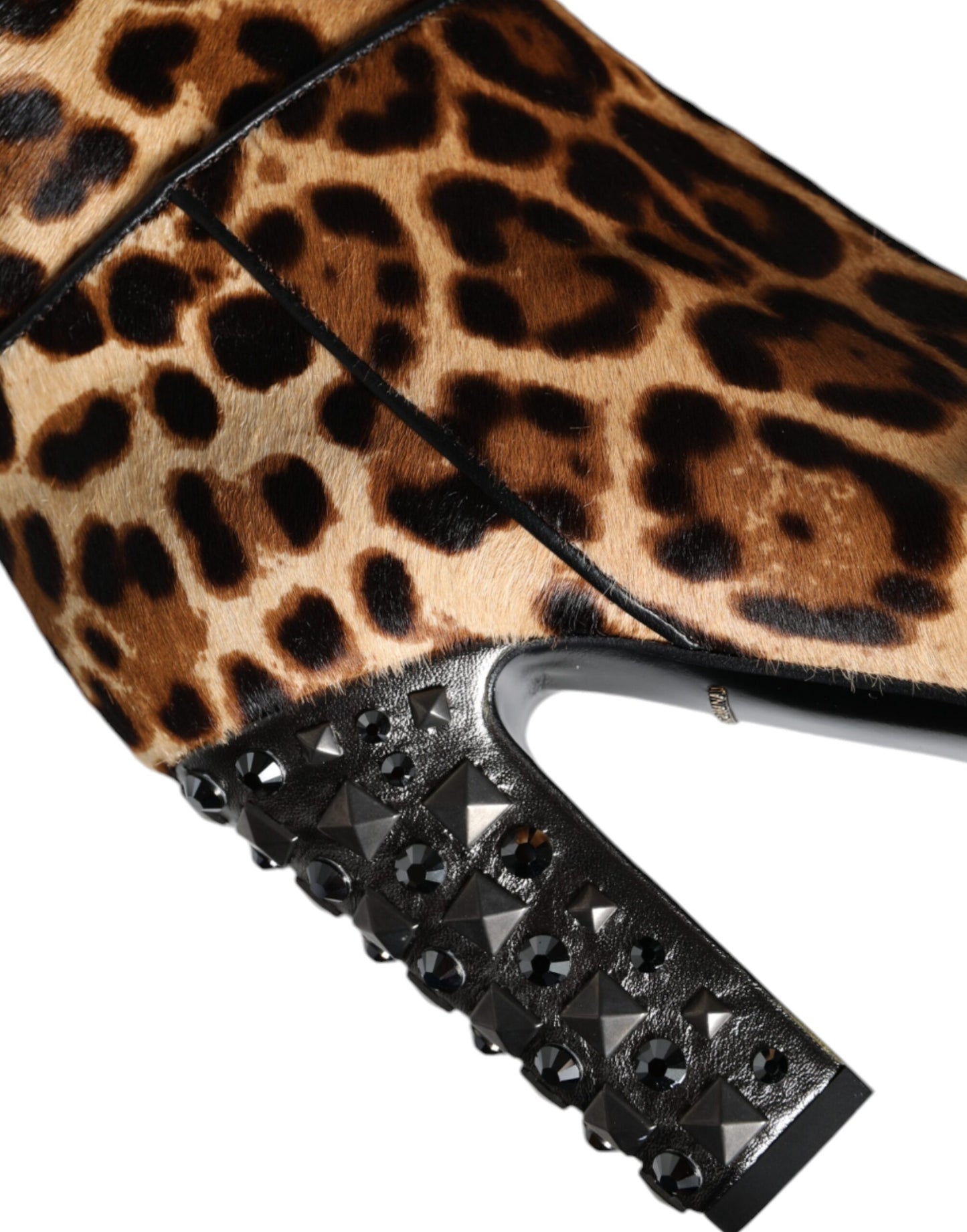 Dolce & Gabbana Beige Black Leopard Knee High Boots Shoes