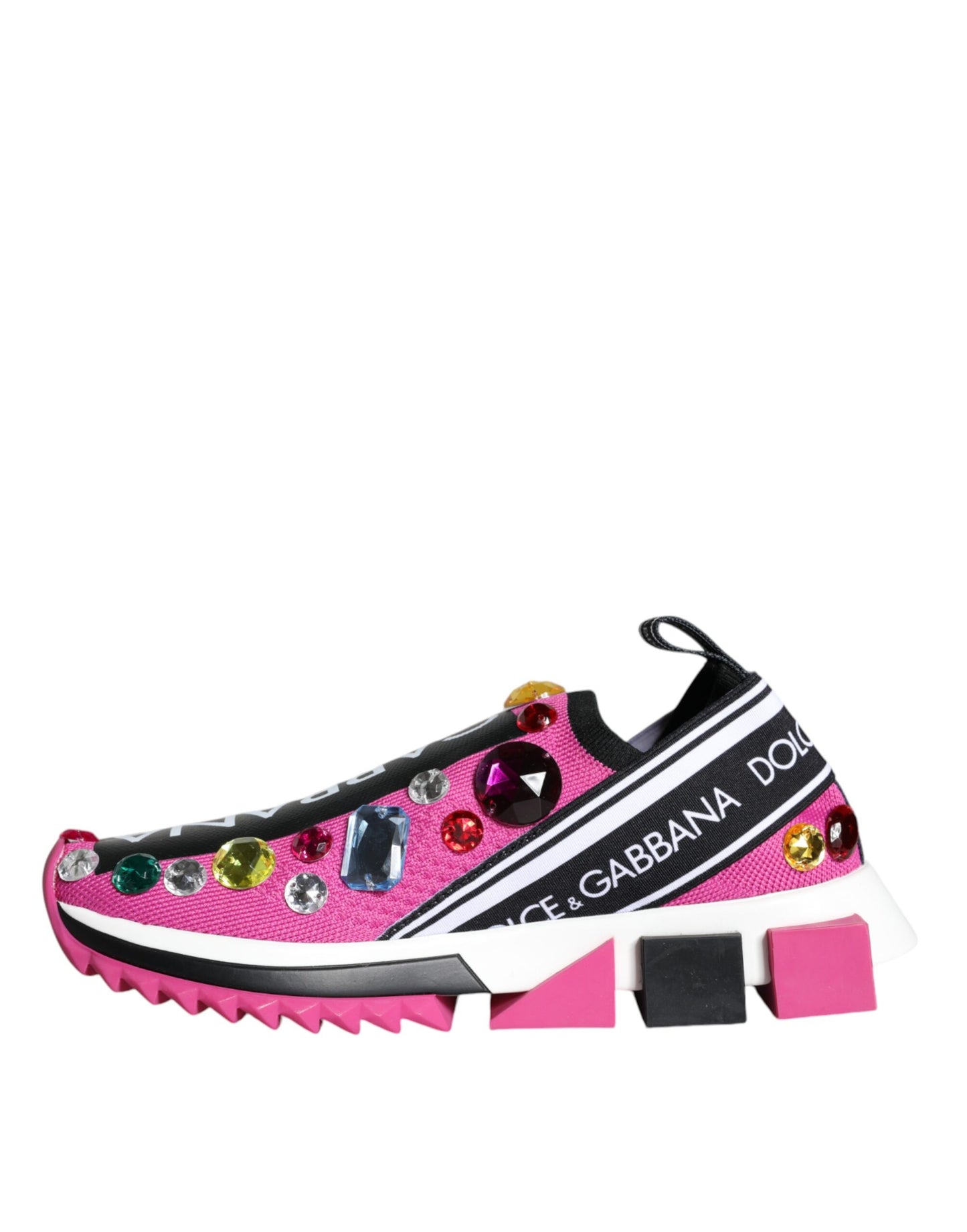 Dolce & Gabbana Pink Sorrento Crystals Low Top Sneakers Shoes