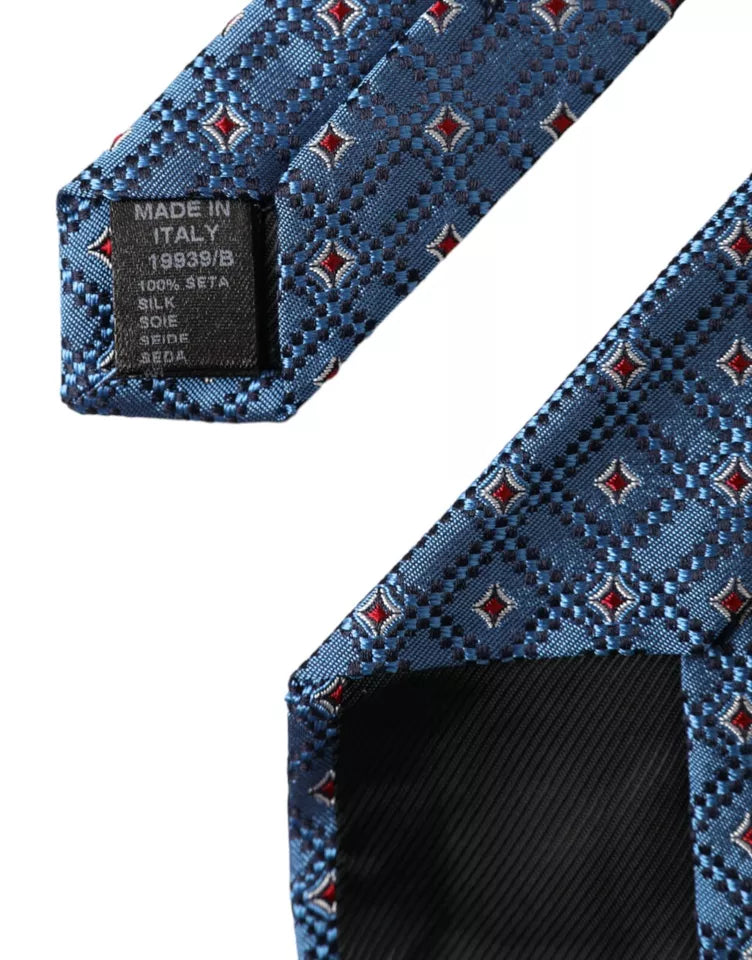 Dolce & Gabbana Blue Patterned 100% Silk Adjustable Men Tie