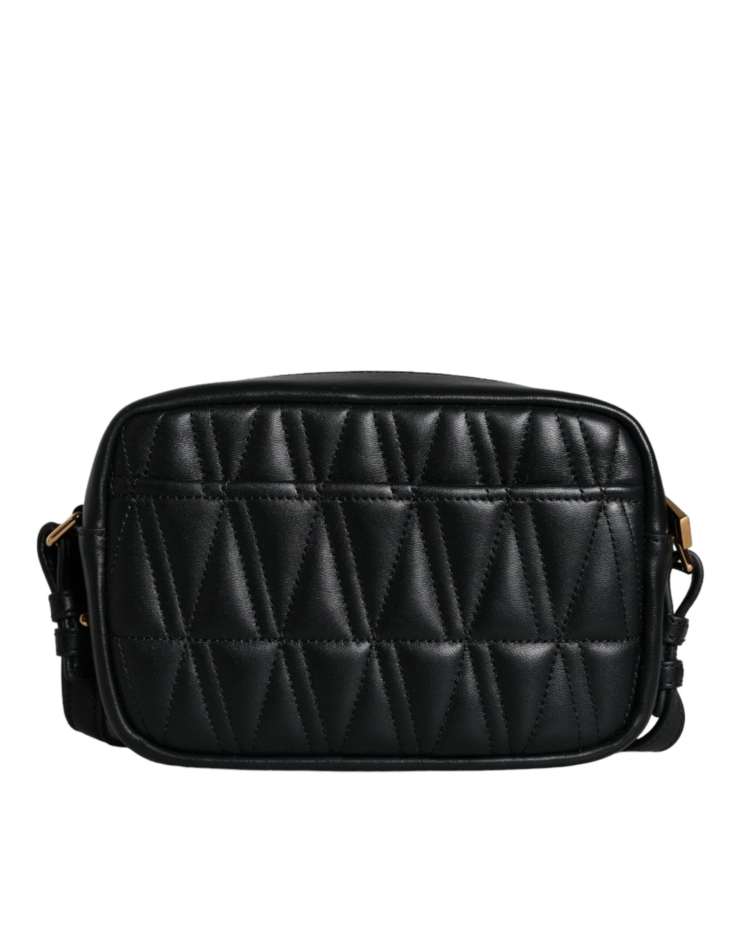 Versace Black Quilted Lamb Leather Camera Case Shoulder Bag