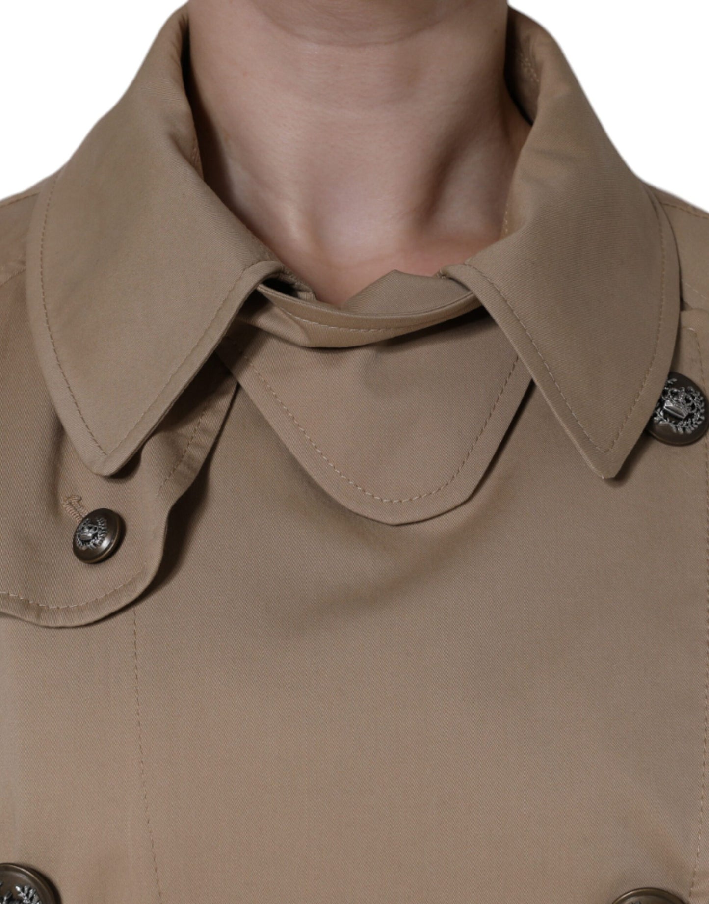 Dolce & Gabbana Khaki Double Breasted Trench Coat Jacket