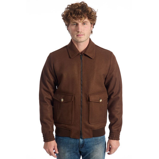 Roberto Pepe Luxury Brown Polyester Men Jacket