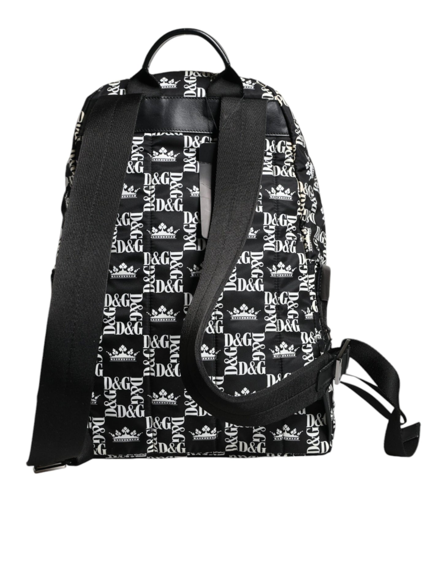 Dolce & Gabbana Black White DG Crown Logo Nylon Backpack Bag