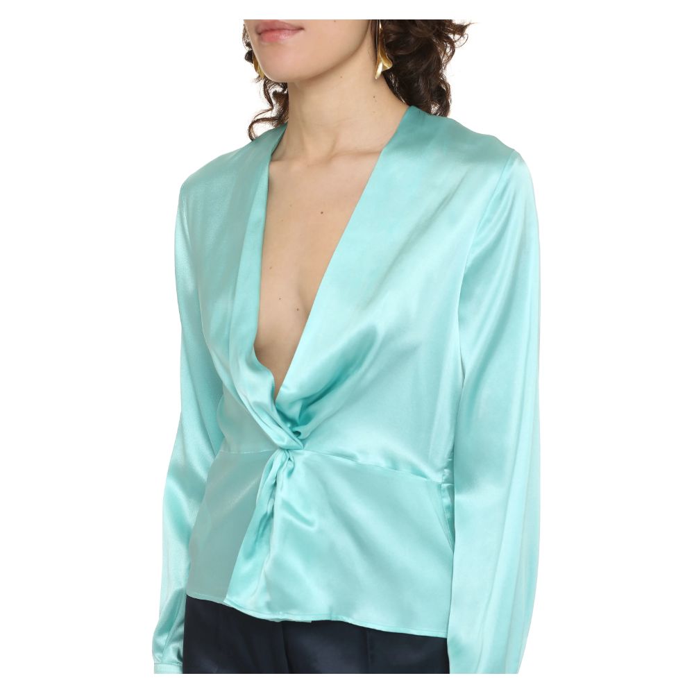 PINKO Green Silk Women Blouse