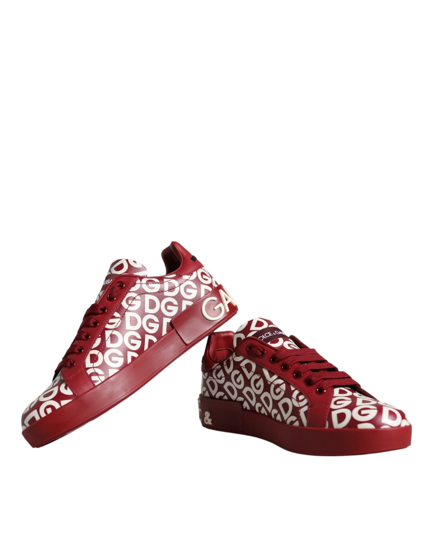 Dolce & Gabbana White Red Leather DG Mania Sneakers Shoes