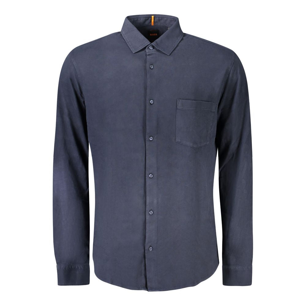 Hugo Boss Blue Cotton Men Shirt