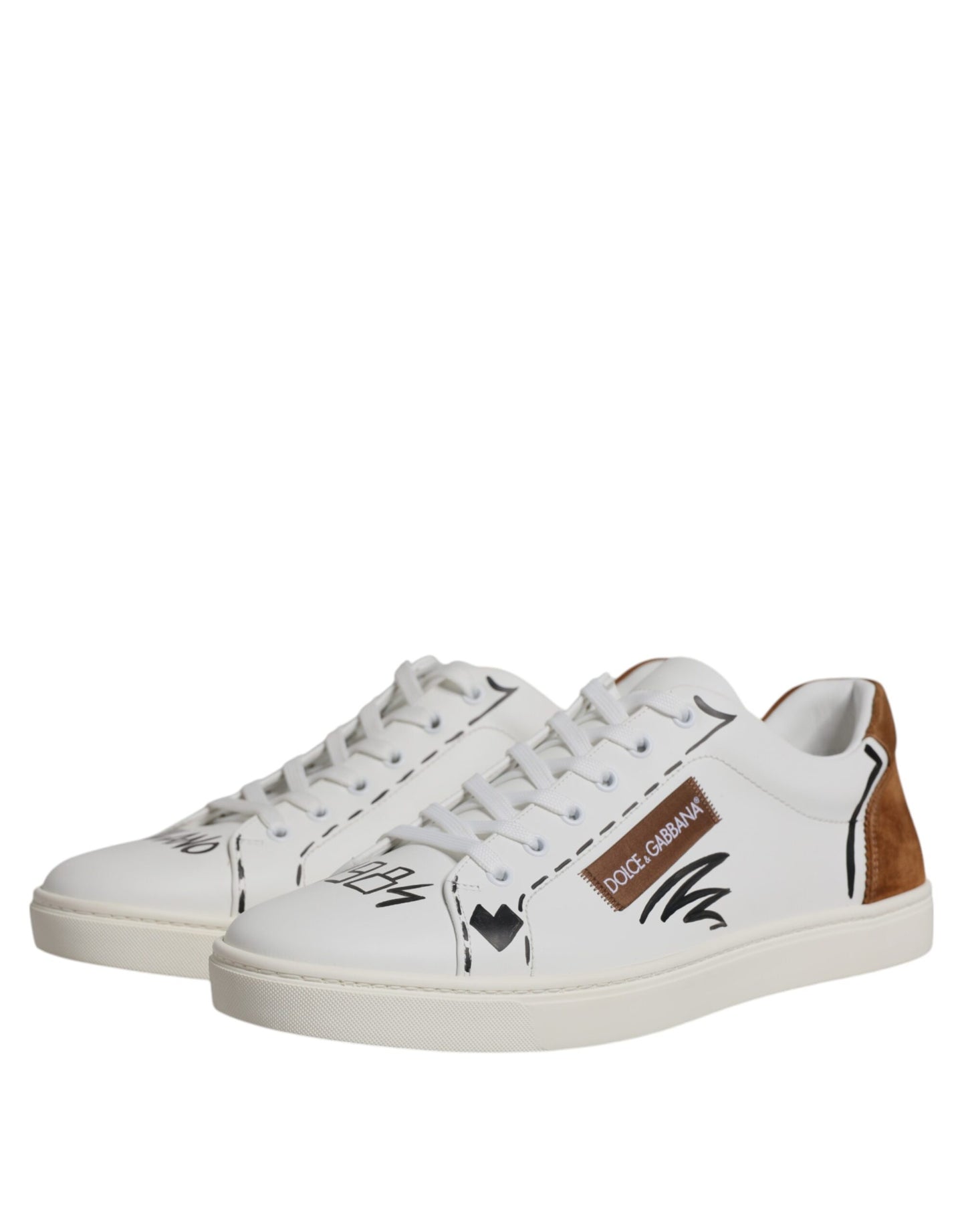 Dolce & Gabbana White Brown London Low Top Men Sneakers Shoes