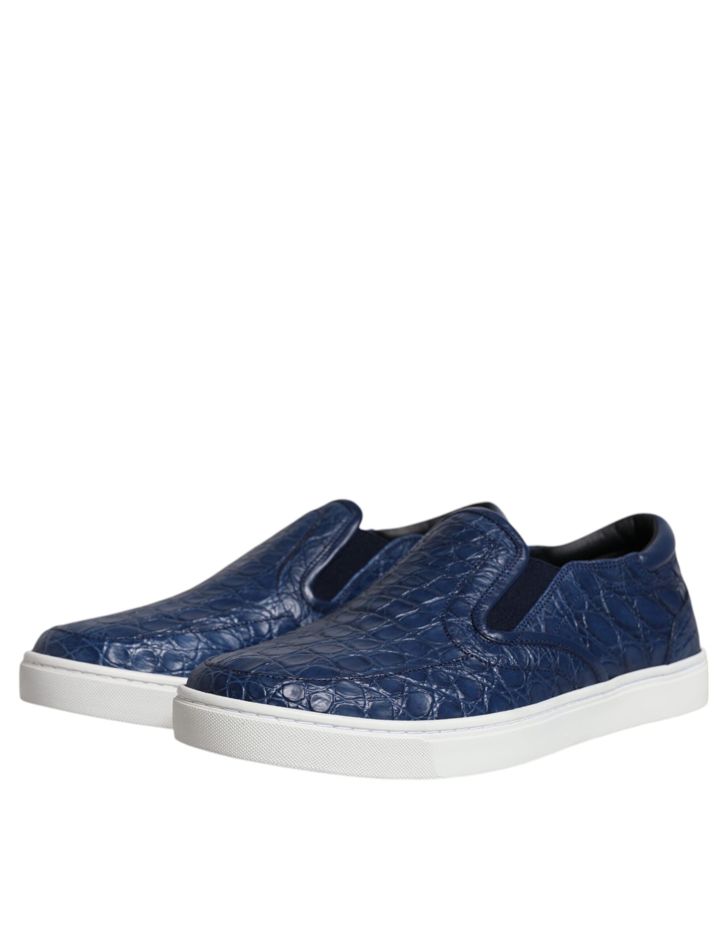 Dolce & Gabbana Blue Croc Exotic Leather Men Sneakers Shoes