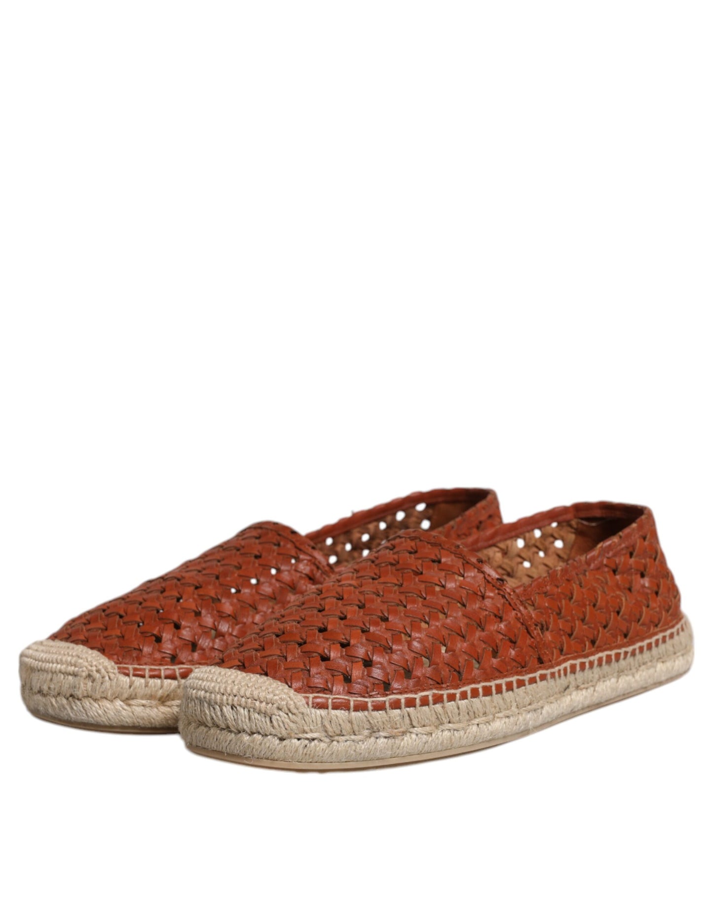 Dolce & Gabbana Maroon Woven Leather Men Espadrille Shoes