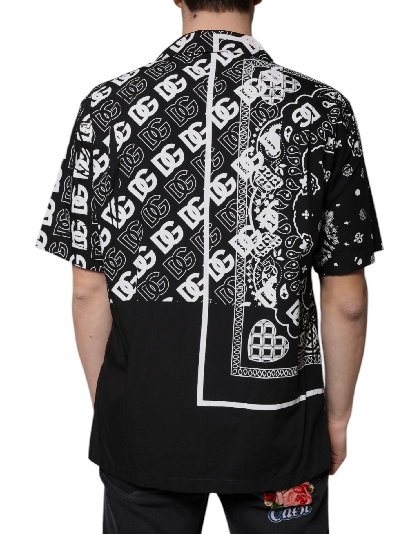 Dolce & Gabbana Black Logo Button Down Short Sleeve Shirt