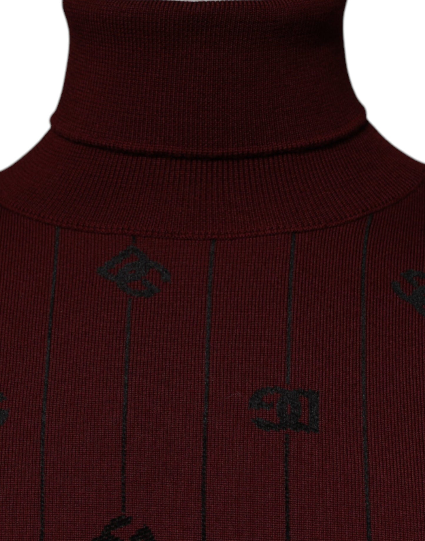 Dolce & Gabbana Maroon Monogram Turtleneck Pullover Sweater