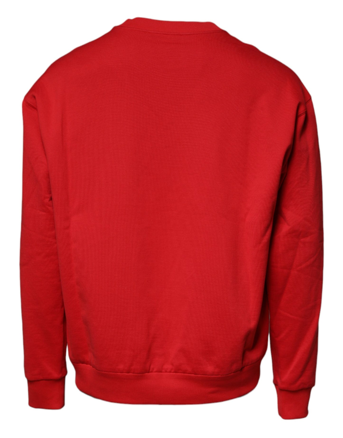 Dolce & Gabbana Red Logo Cotton Crew Neck Pullover Sweater