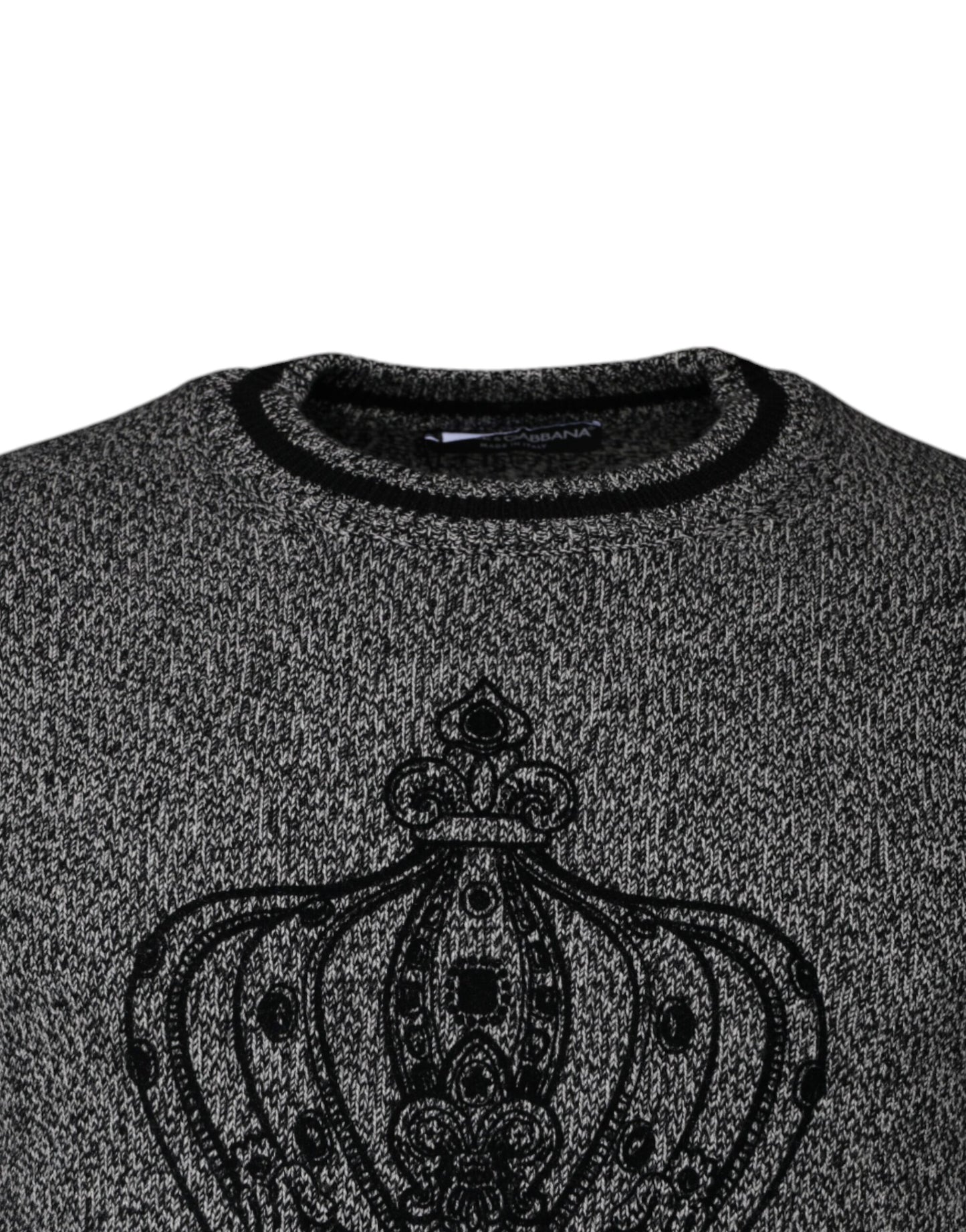 Dolce & Gabbana Gray Crown King Cashmere Pullover Sweater