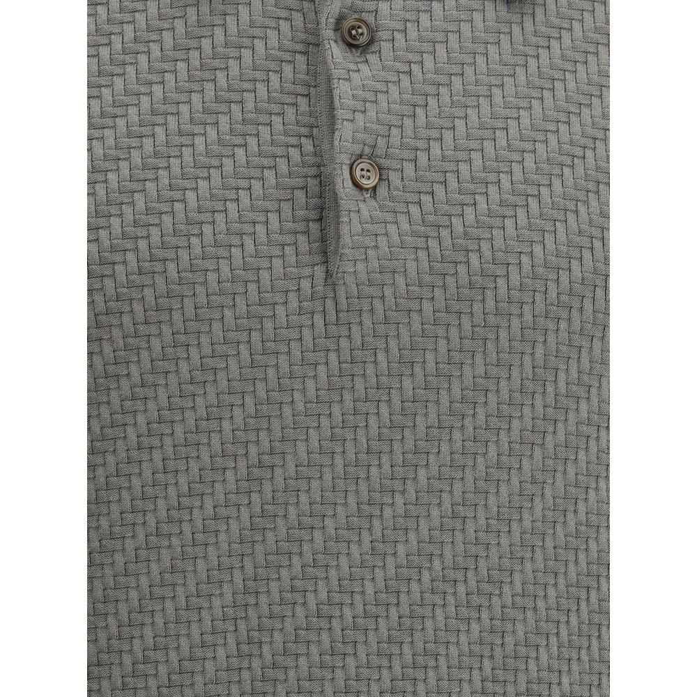 Brioni Polo Shirt with woven pattern.