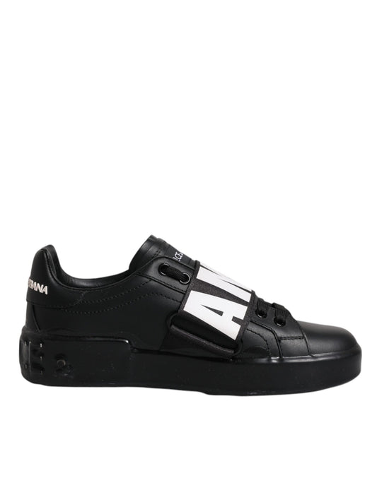 Dolce & Gabbana Black D&G AMORE Low Top Sneakers Shoes