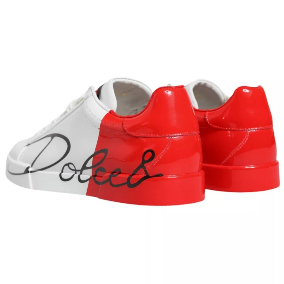 Dolce & Gabbana White Red Portofino Low Top Sneakers Shoes