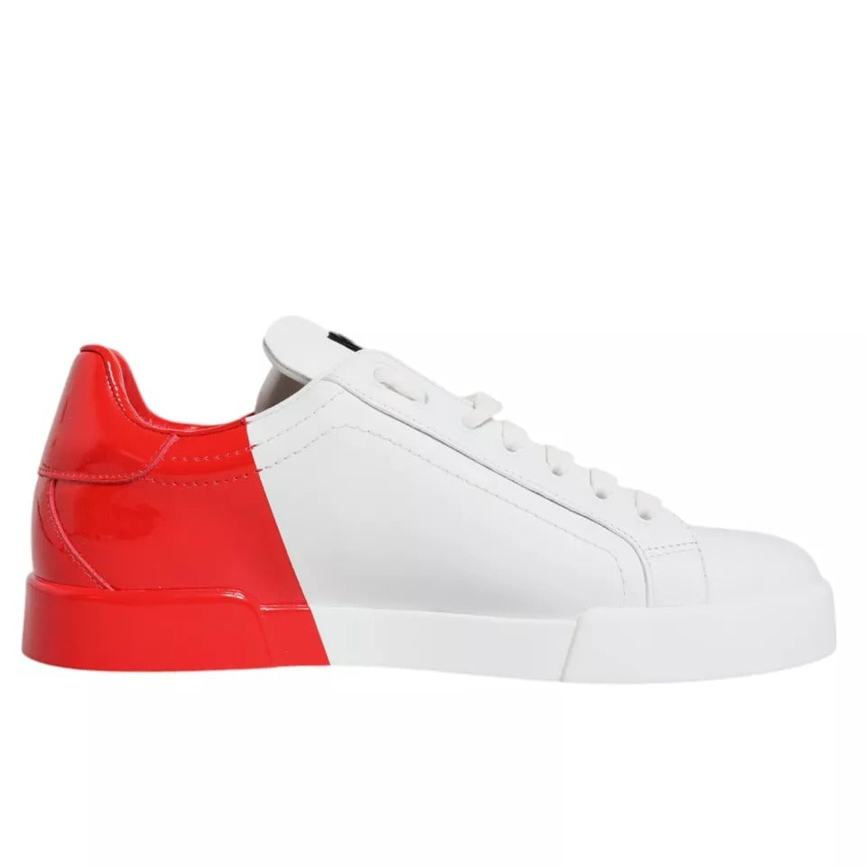 Dolce & Gabbana White Red Portofino Low Top Sneakers Shoes