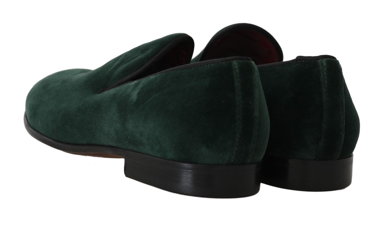 Dolce & Gabbana Elegant Green Suede Slip-On Loafers