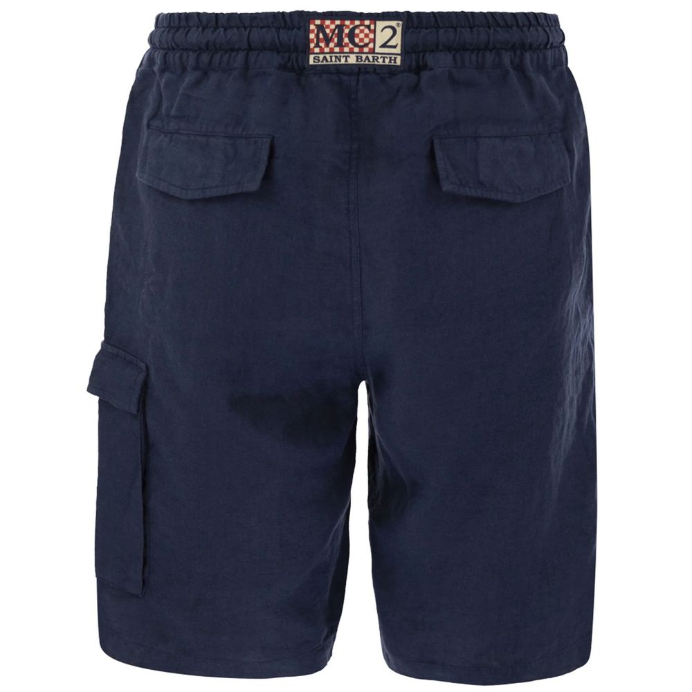 MC2 Saint Barth Blue Linen Short