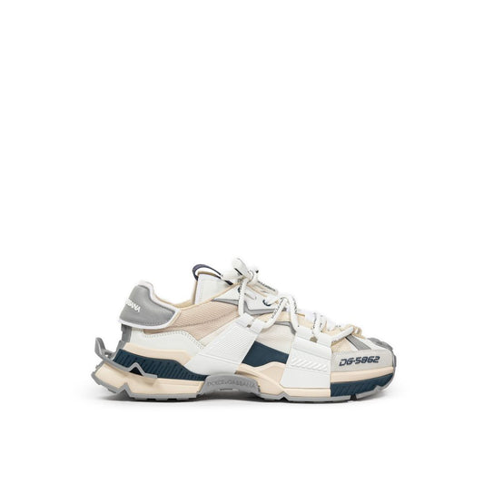 Dolce & Gabbana Beige Leather E Fabric Sneaker