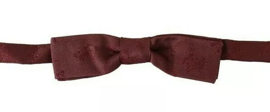 Dolce & Gabbana Bordeaux Silk Floral Faille Adjustable Bow Tie