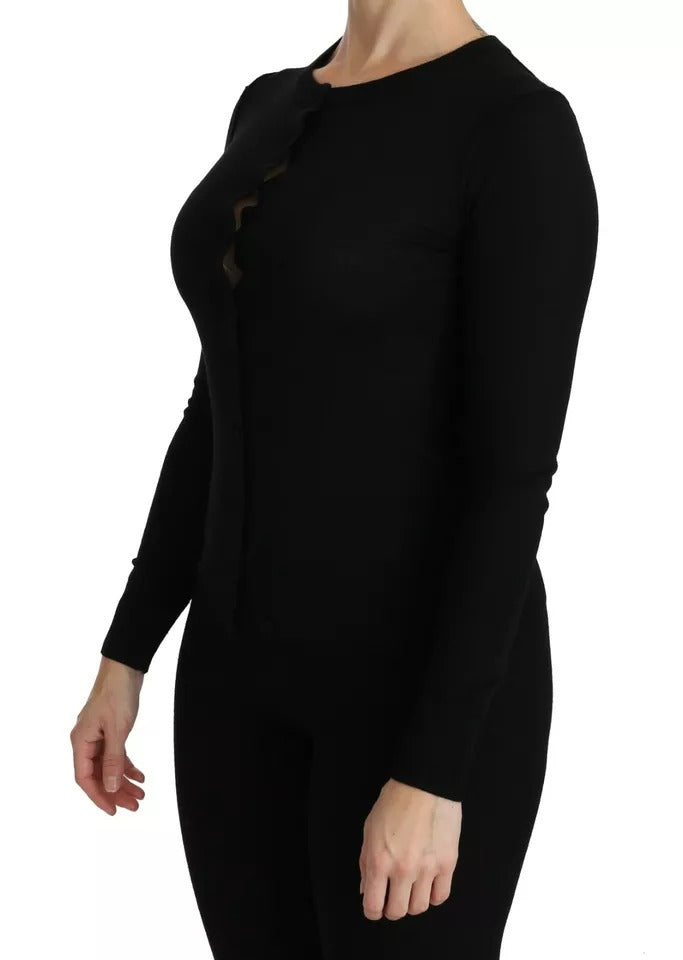 Dolce & Gabbana Black Virgin Wool Long Sleeve Top Blouse Top