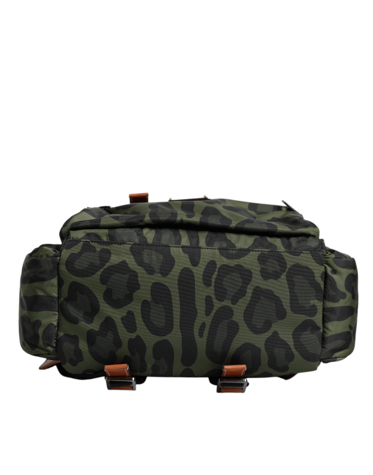 Dolce & Gabbana Green Leopard Nylon Travel Back Pack Bag