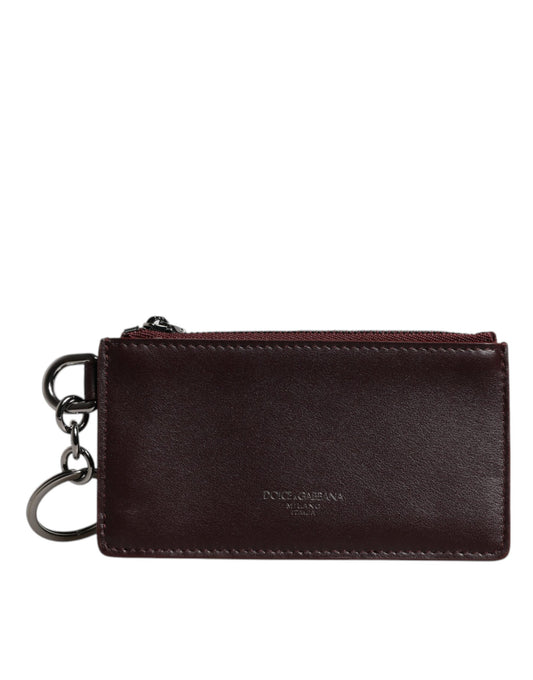 Dolce & Gabbana Brown Calfskin Leather DG Logo Card Holder Wallet