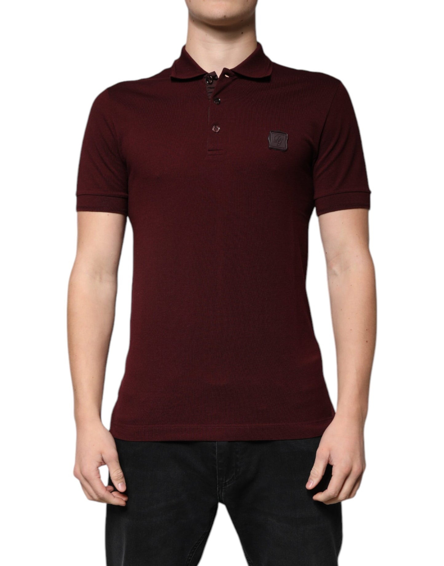 Dolce & Gabbana Maroon Collared Short Sleeves Polo T-shirt