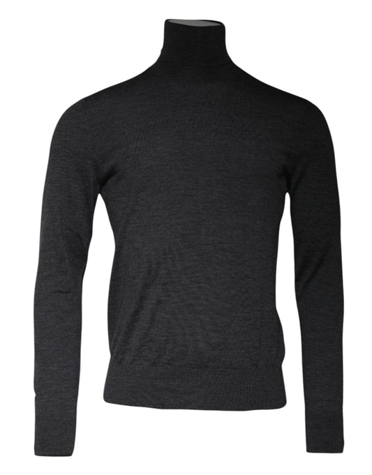 Dolce & Gabbana Gray Wool Knit Turtleneck Pullover Sweater