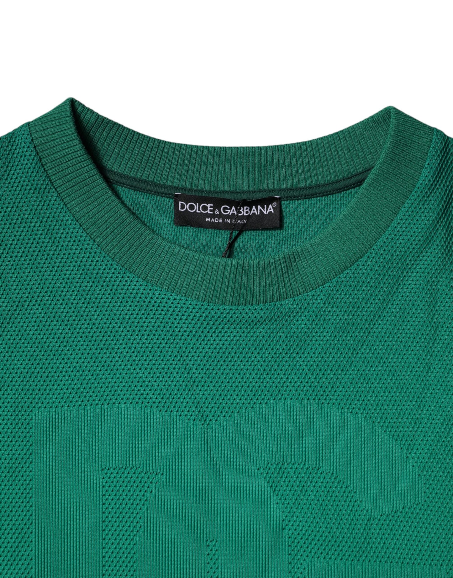 Dolce & Gabbana Green Logo Nylon Crew Neck Pullover Sweater