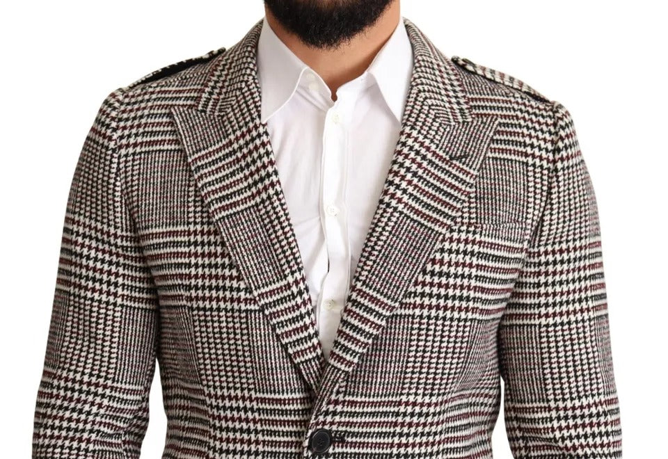 Dolce & Gabbana Gray Check Plaid Long Trench Coat Jacket