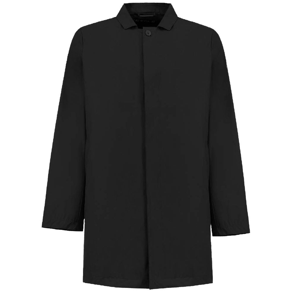 People Of Shibuya Black Polyester Men's Trench Coat