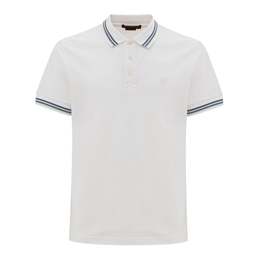 Corneliani White Cotton Polo Shirt