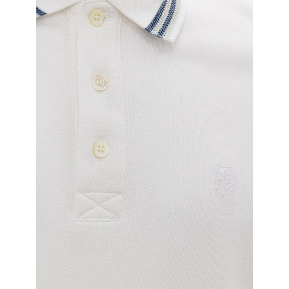 Corneliani White Cotton Polo Shirt