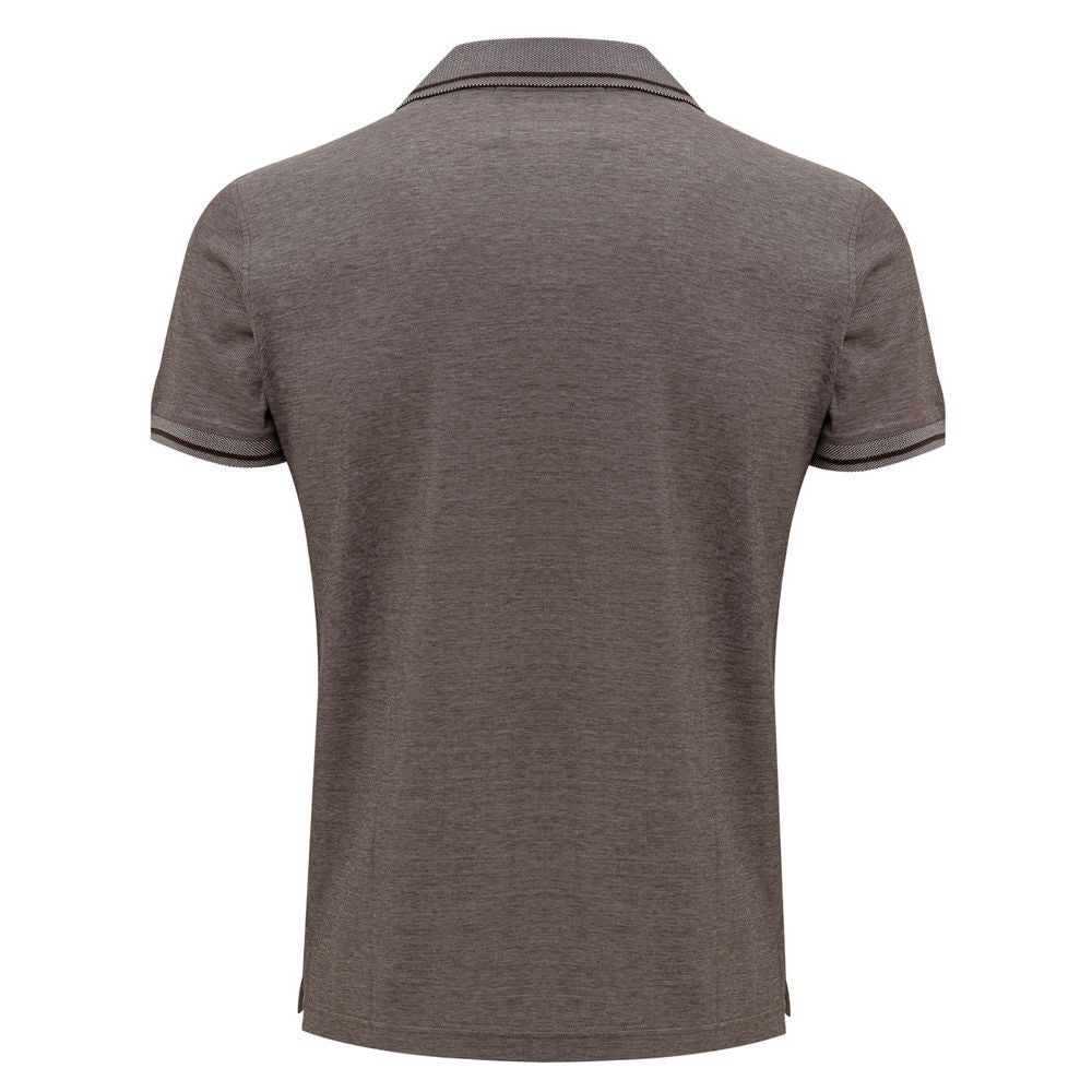 Corneliani Gray Cotton Polo Shirt