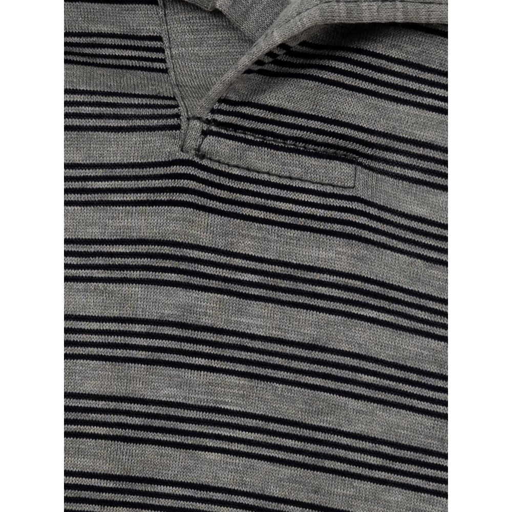 Corneliani Gray Cotton Polo Shirt