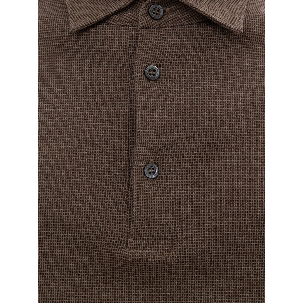 Corneliani Brown Cotton Polo Shirt