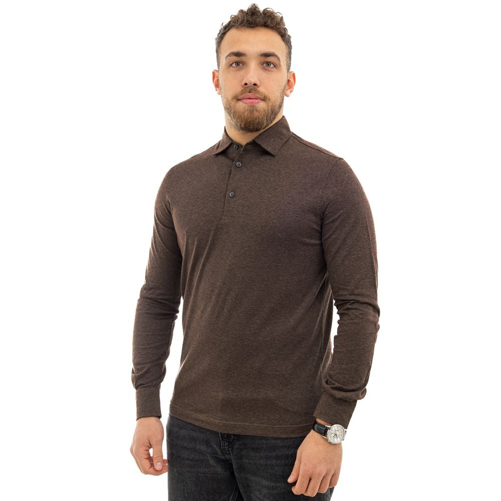 Corneliani Brown Cotton Polo Shirt