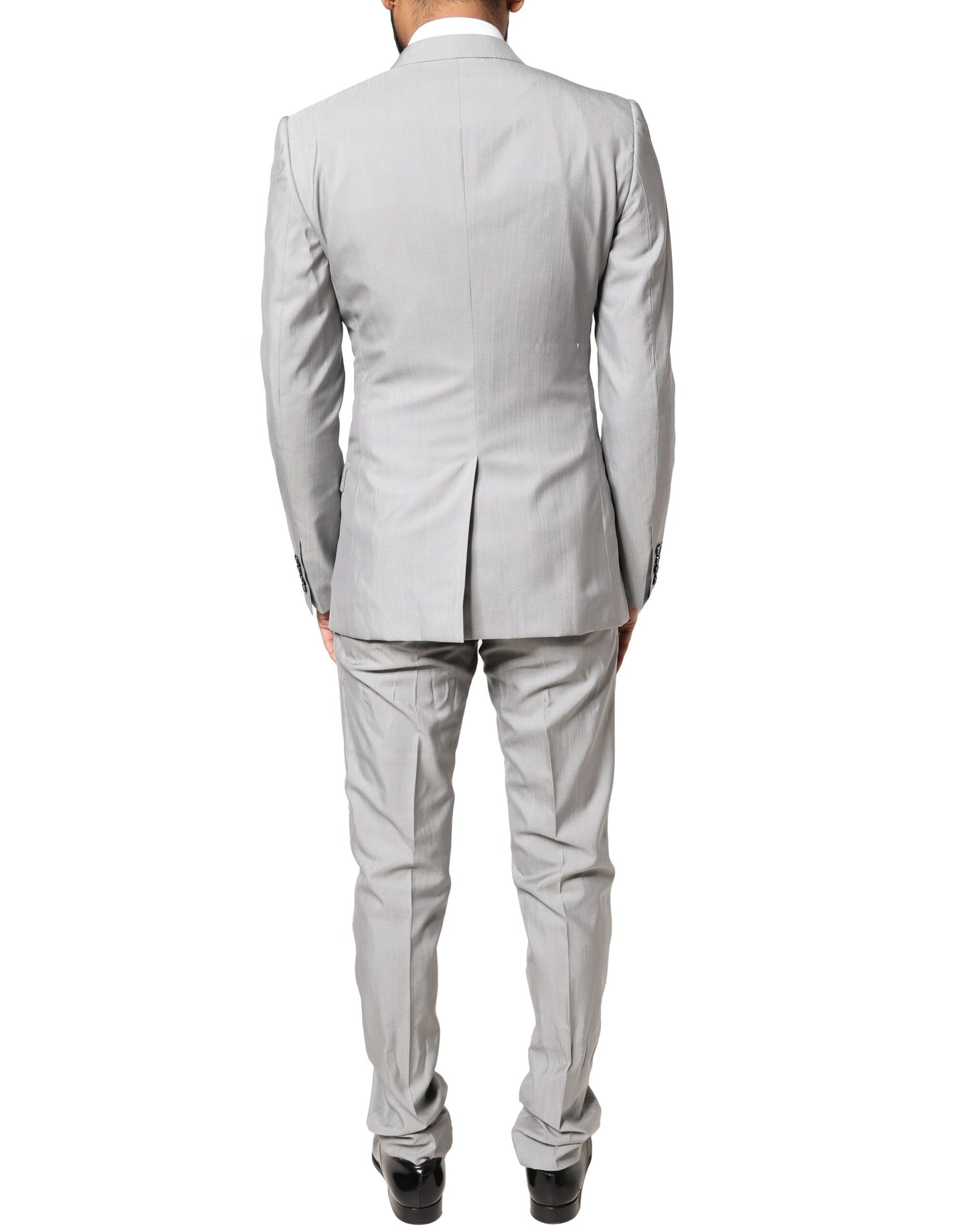 Dolce & Gabbana Light Gray Wool GOLD 2 Piece Formal Suit