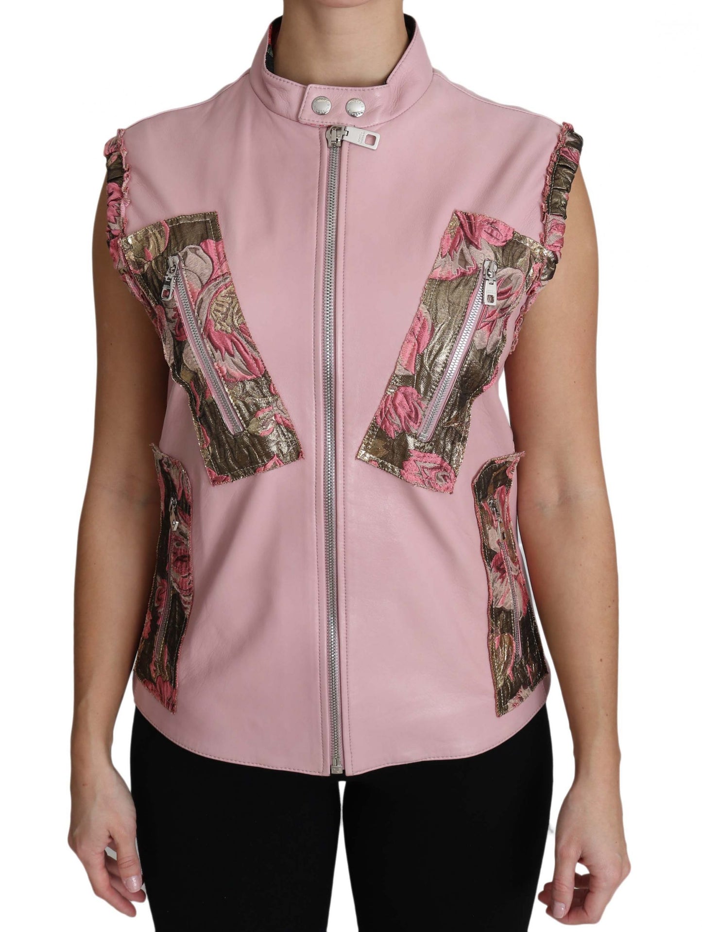 Dolce & Gabbana Stunning Pink Sleeveless Leather Vest