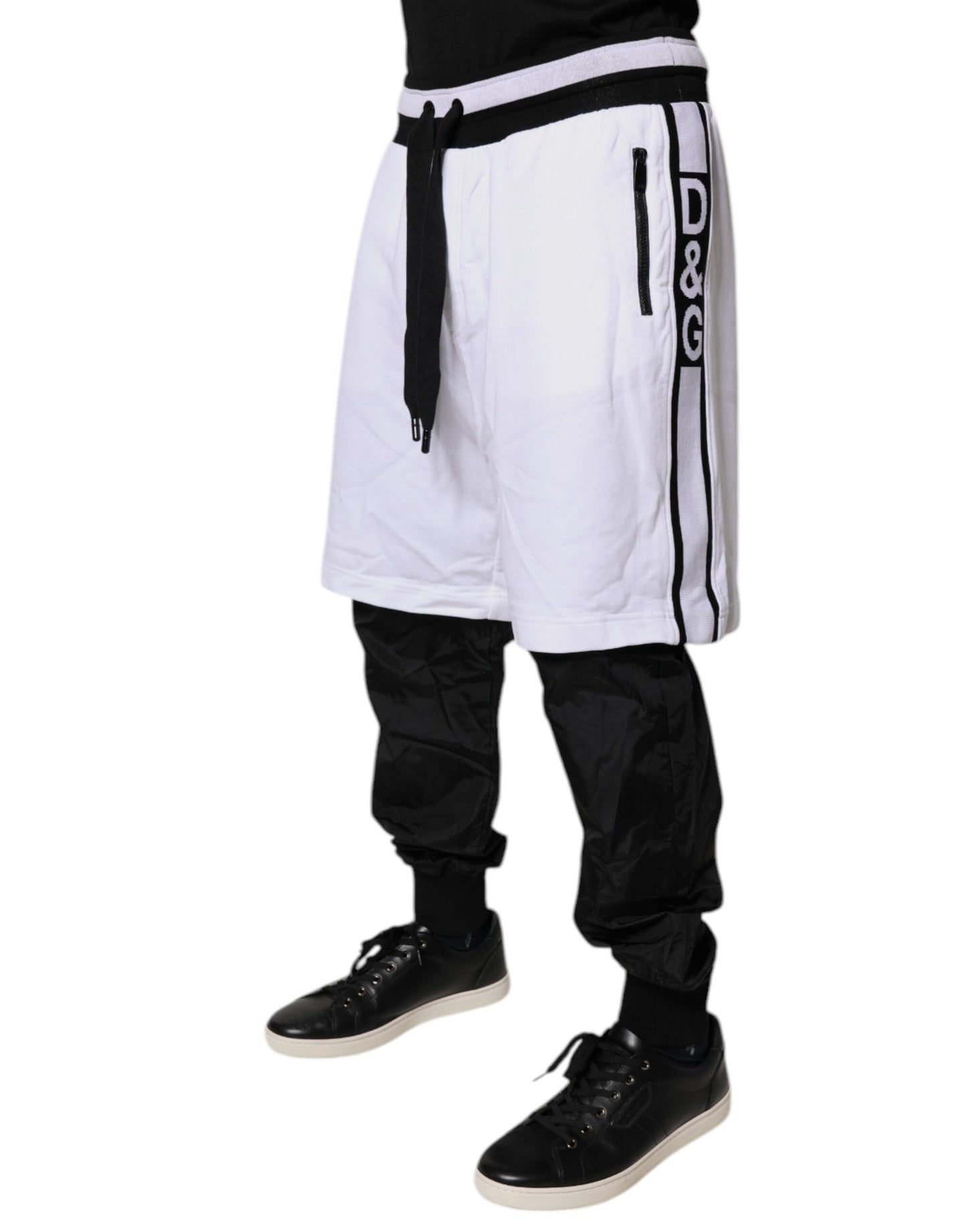 Dolce & Gabbana Black White Cotton Layered Sweatpants Pants