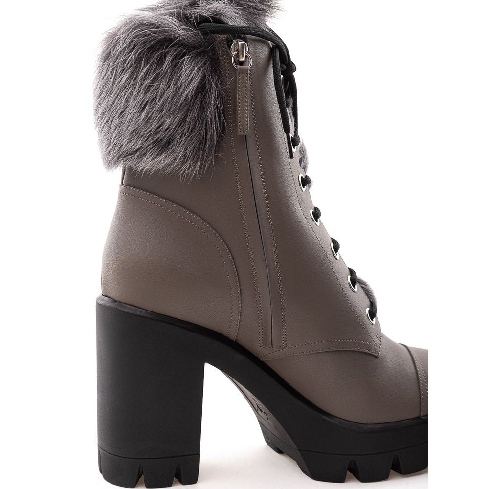 Giuseppe Zanotti Beige Eco Leather Lace-Up Boots