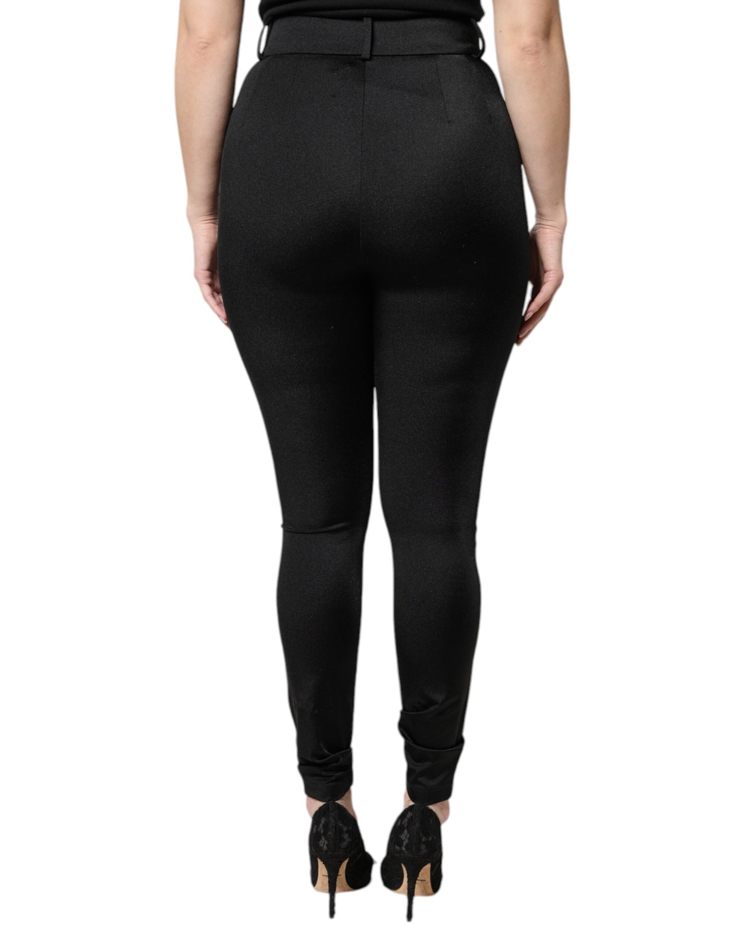 Dolce & Gabbana Black Nylon High Waist Slim Fit Pants