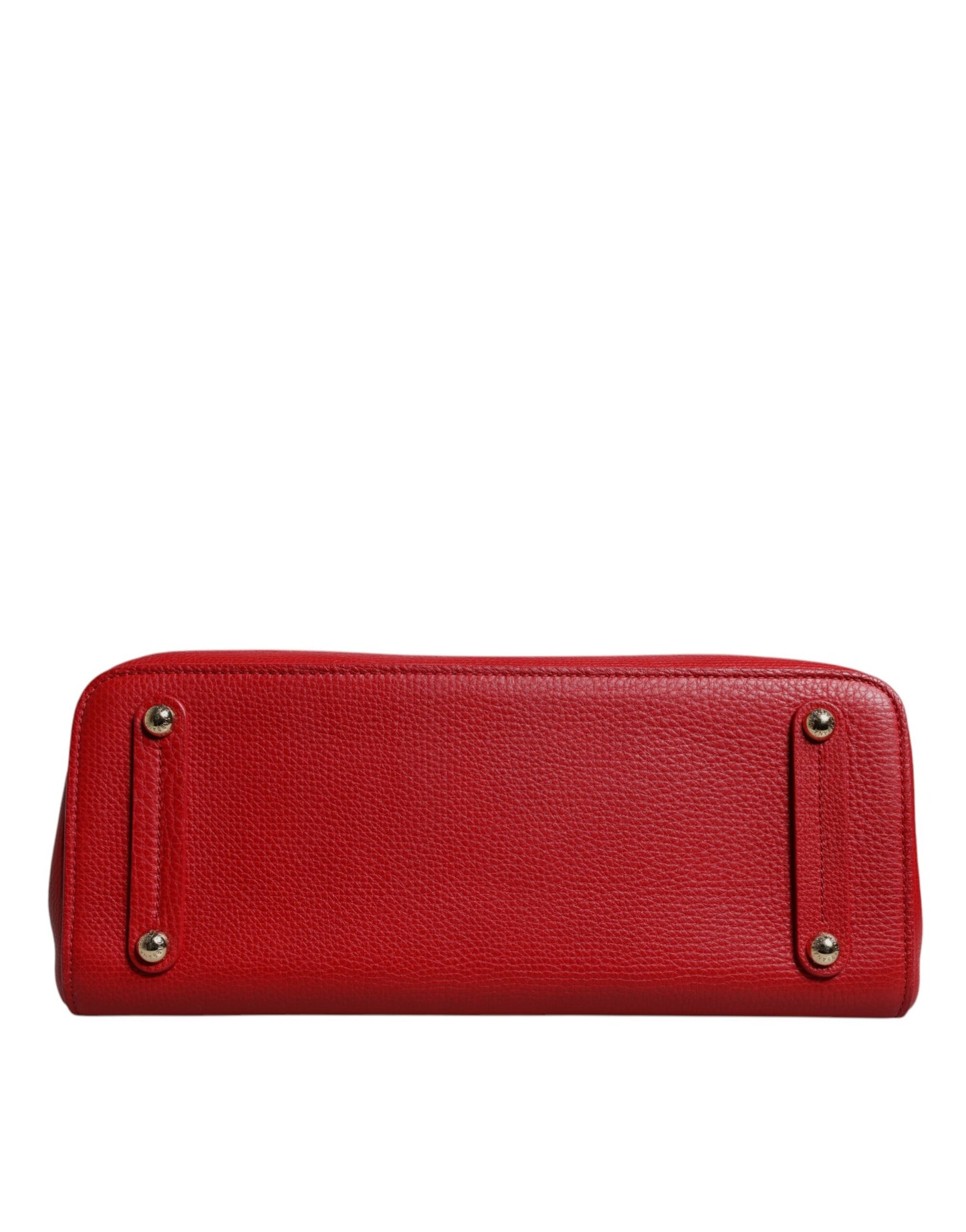 Dolce & Gabbana Red Calfskin Leather Logo Plaque Top Handle Bag