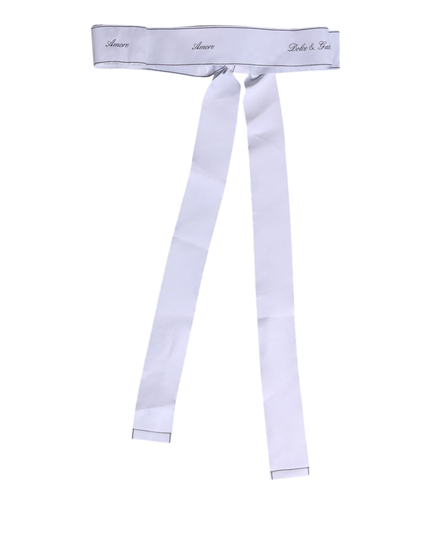Dolce & Gabbana White Waist Ribbon Wide Bow Logo Belt